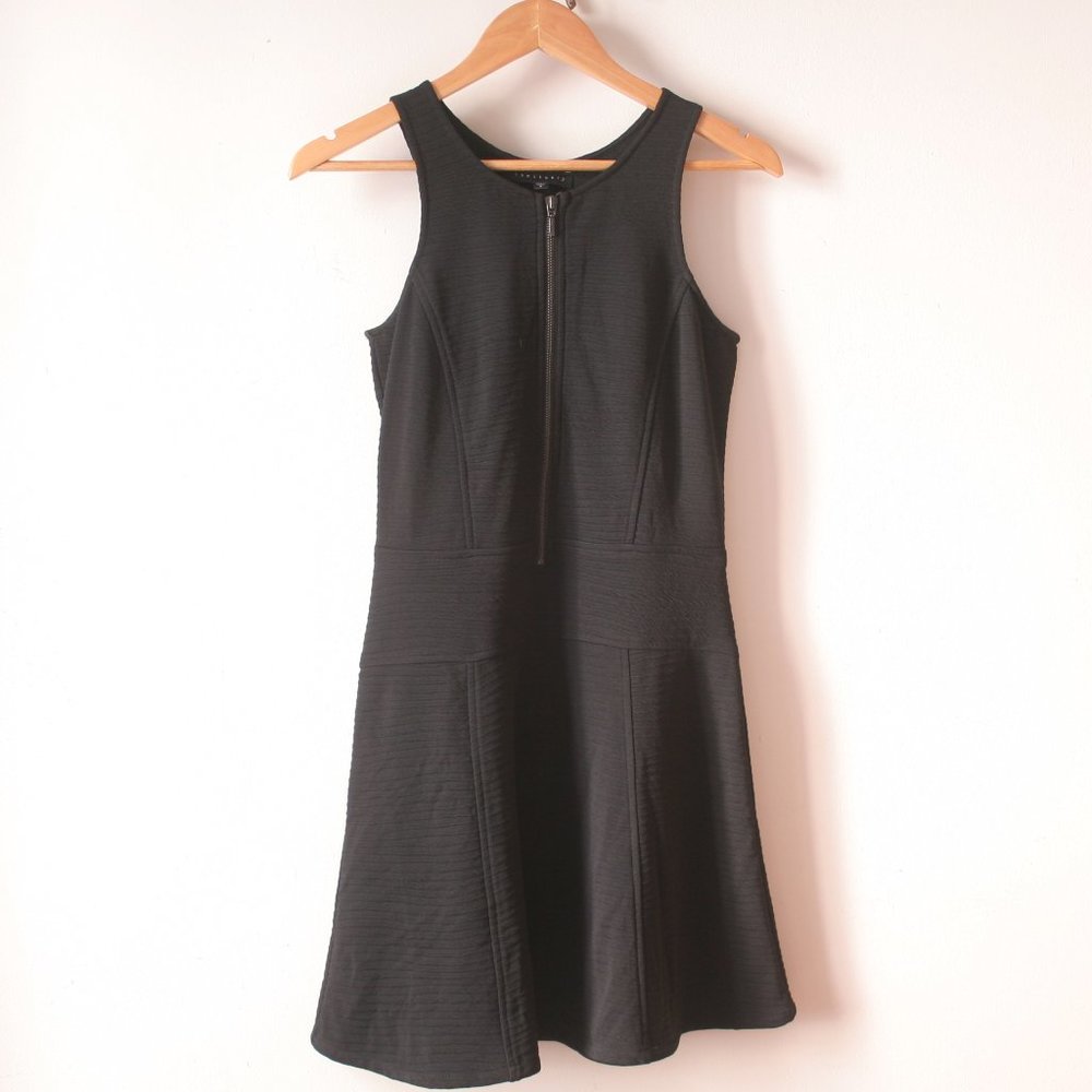 Sanctuary Sheath Skater A-Line Dress Zip Front Textured Sleeveless Summer S